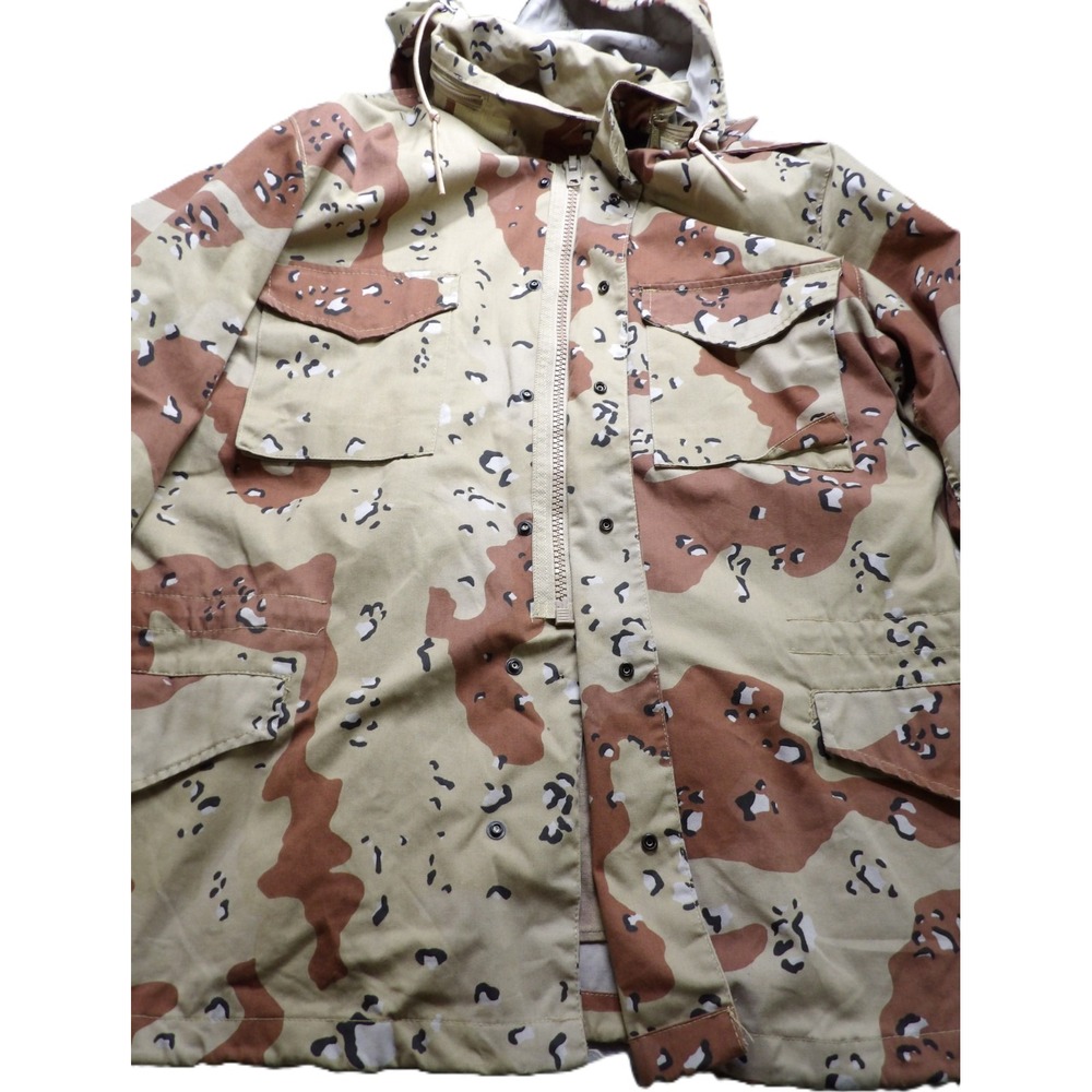 VTG 90 Prestige Desert Storm Camo Parka Men XXL Tactical Choco Chip Field Jacket - Picture 10 of 16
